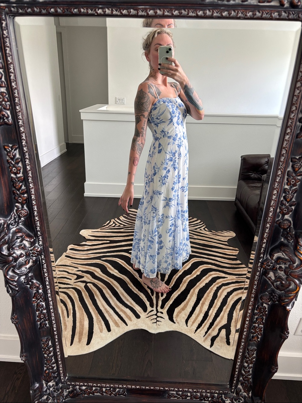 Blue Floral Slip Maxi Dress